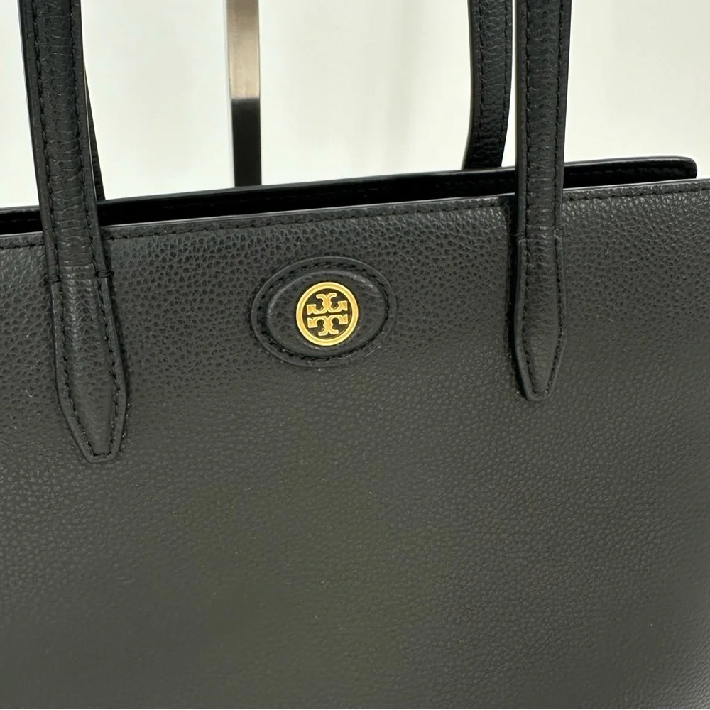 Tory Burch Robinson Leather Tote Bag Black